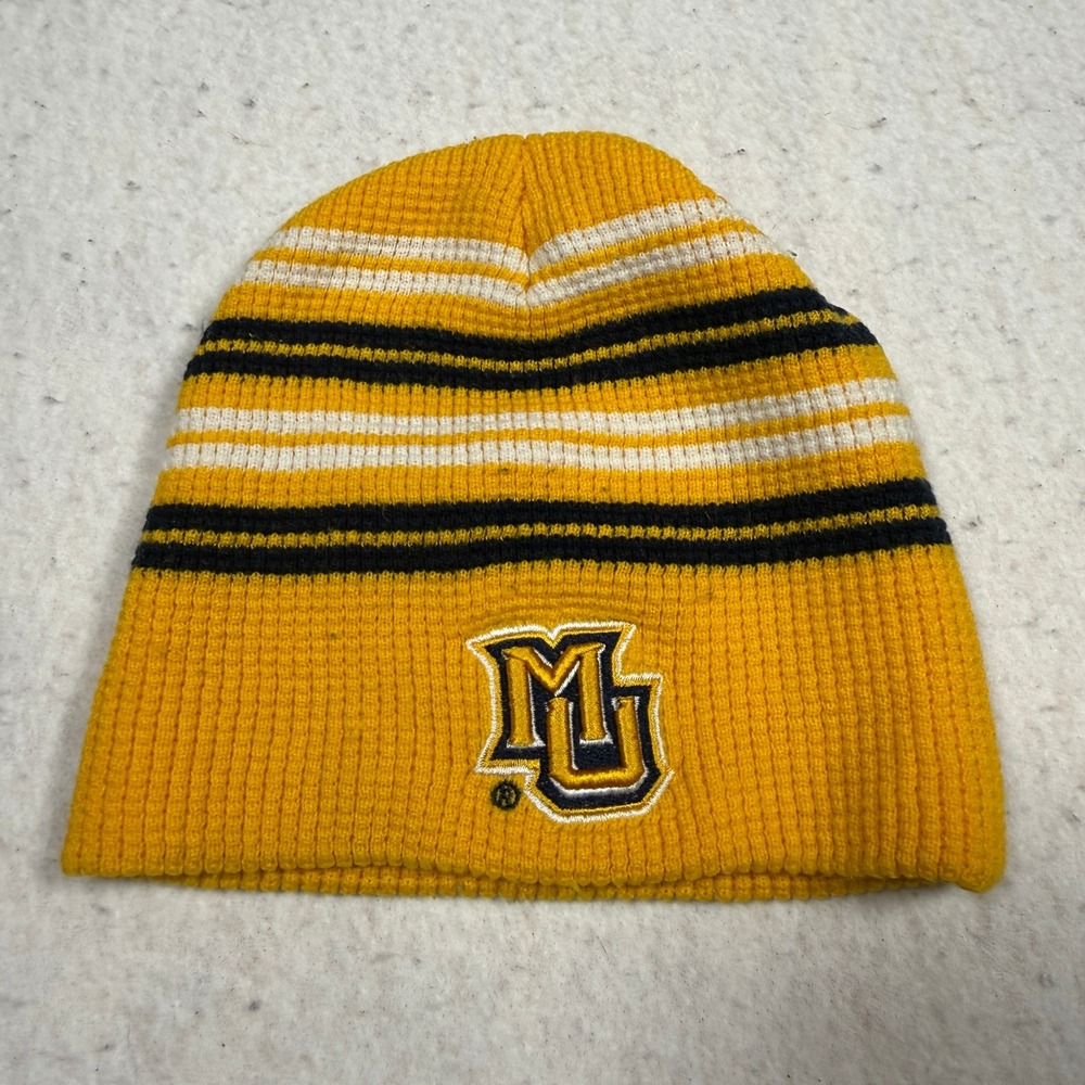Marquette University Golden Eagles Beanie Hat Yellow Navy Blue Stripe MU NCAA